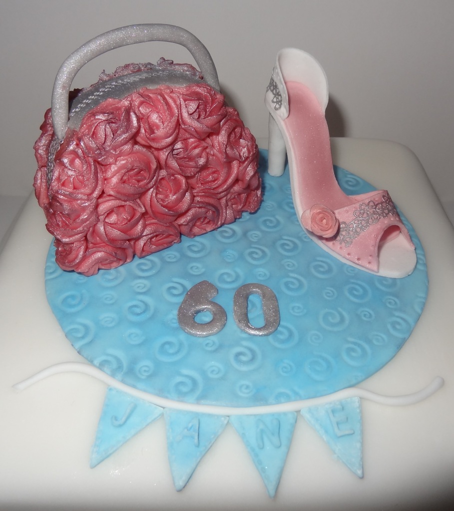 Vintage handbag and shoe themed 60th birthday cake (3)